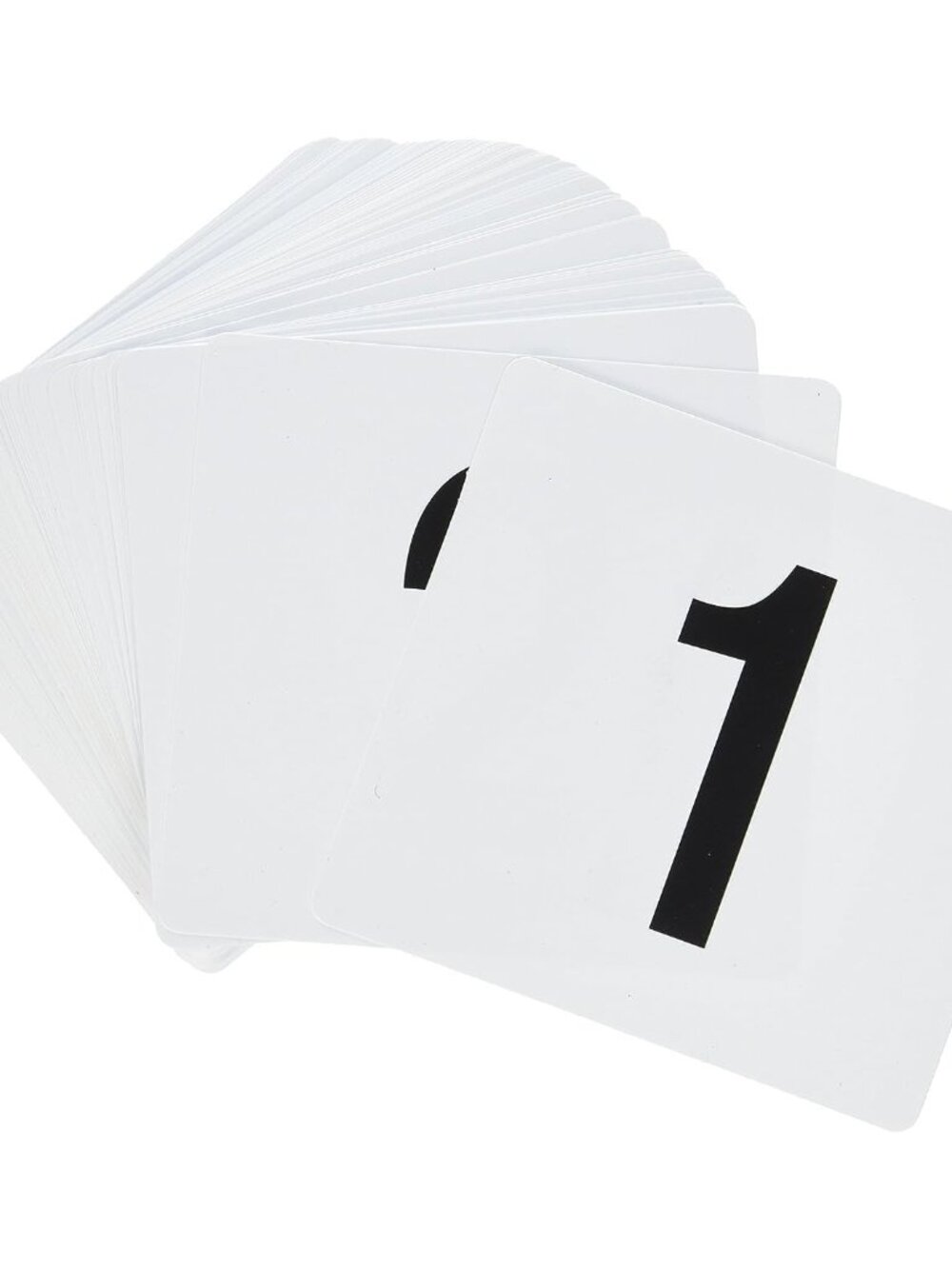 Plastic Table Number Cards 1-100 Double Sided, 4" x 4" Inch, White with Bold Bla